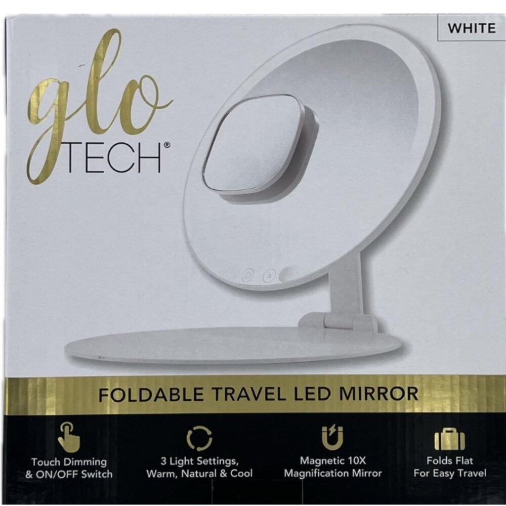 GLO TECH Foldable Travel Led Mirror Touch Dimming & On/Off
